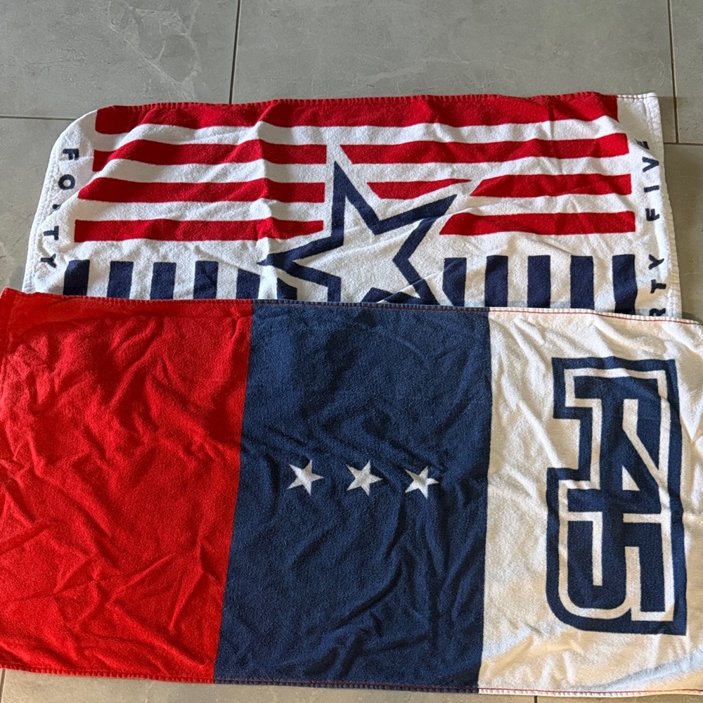 Lot of 2 - F45 Red, White & Navy Workout Towels